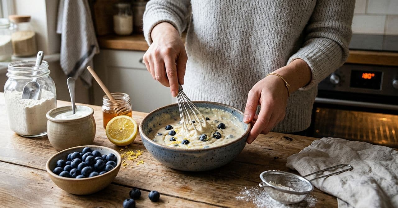 Baked blueberry protein pancakes 