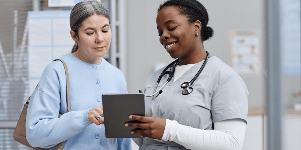 a healthcare professional with a patient