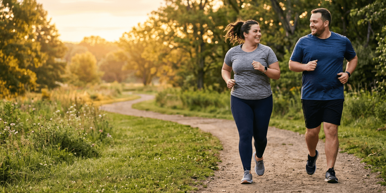 two people on a run
