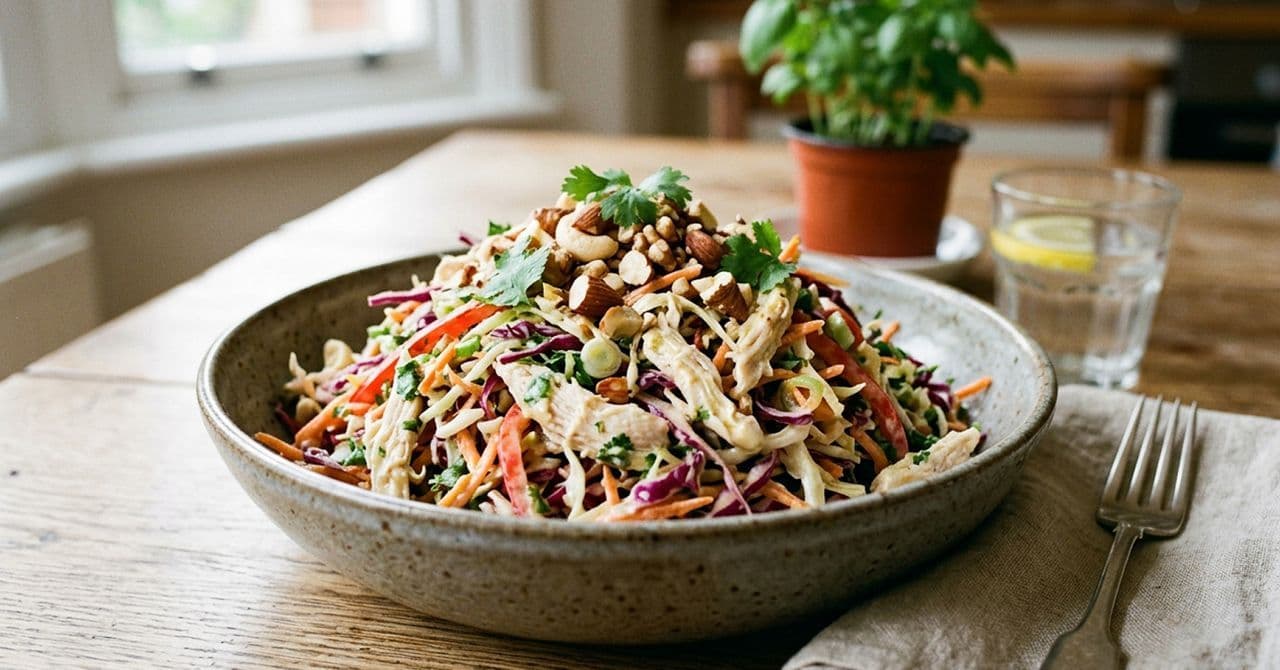 a healthy chicken crunch salad