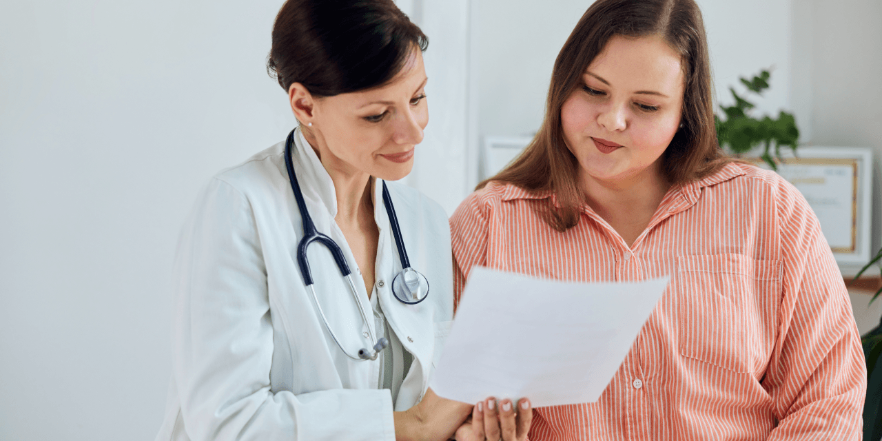 a healthcare professional with a patient