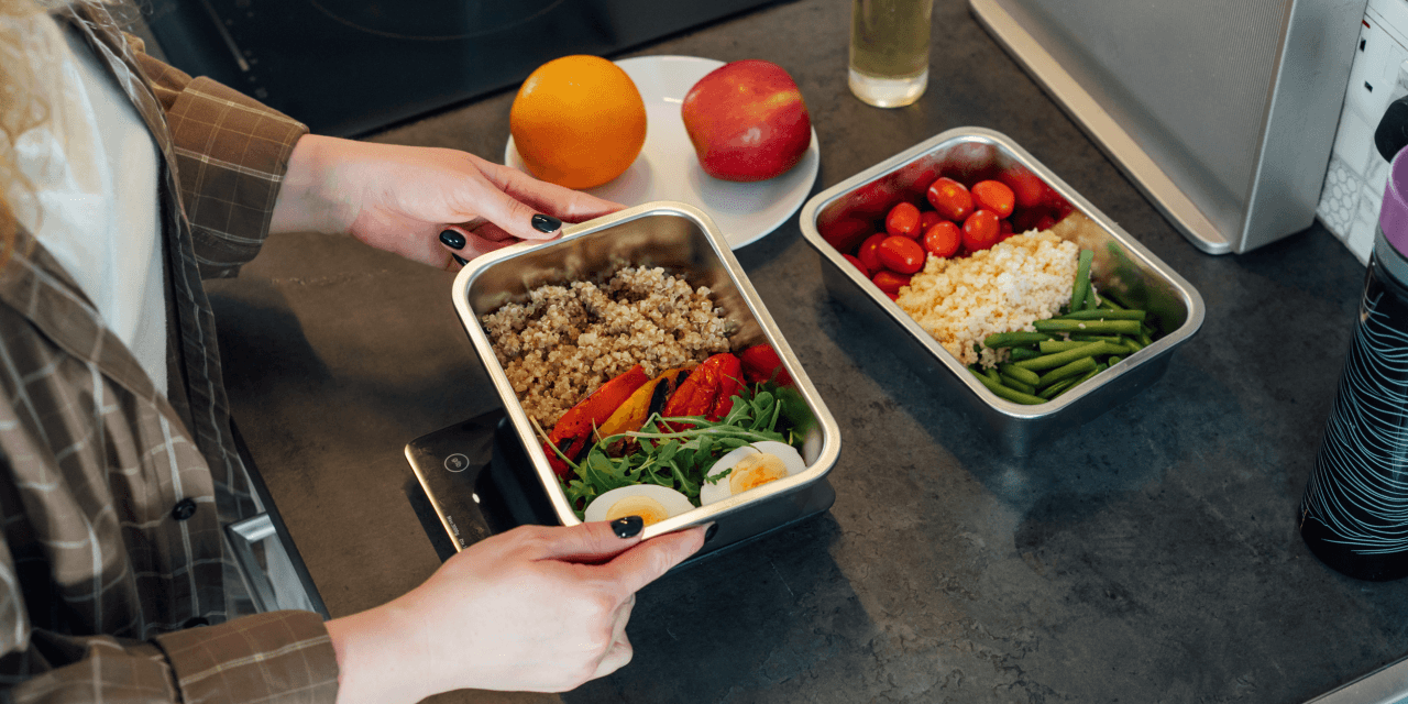 a healthy meal in a container