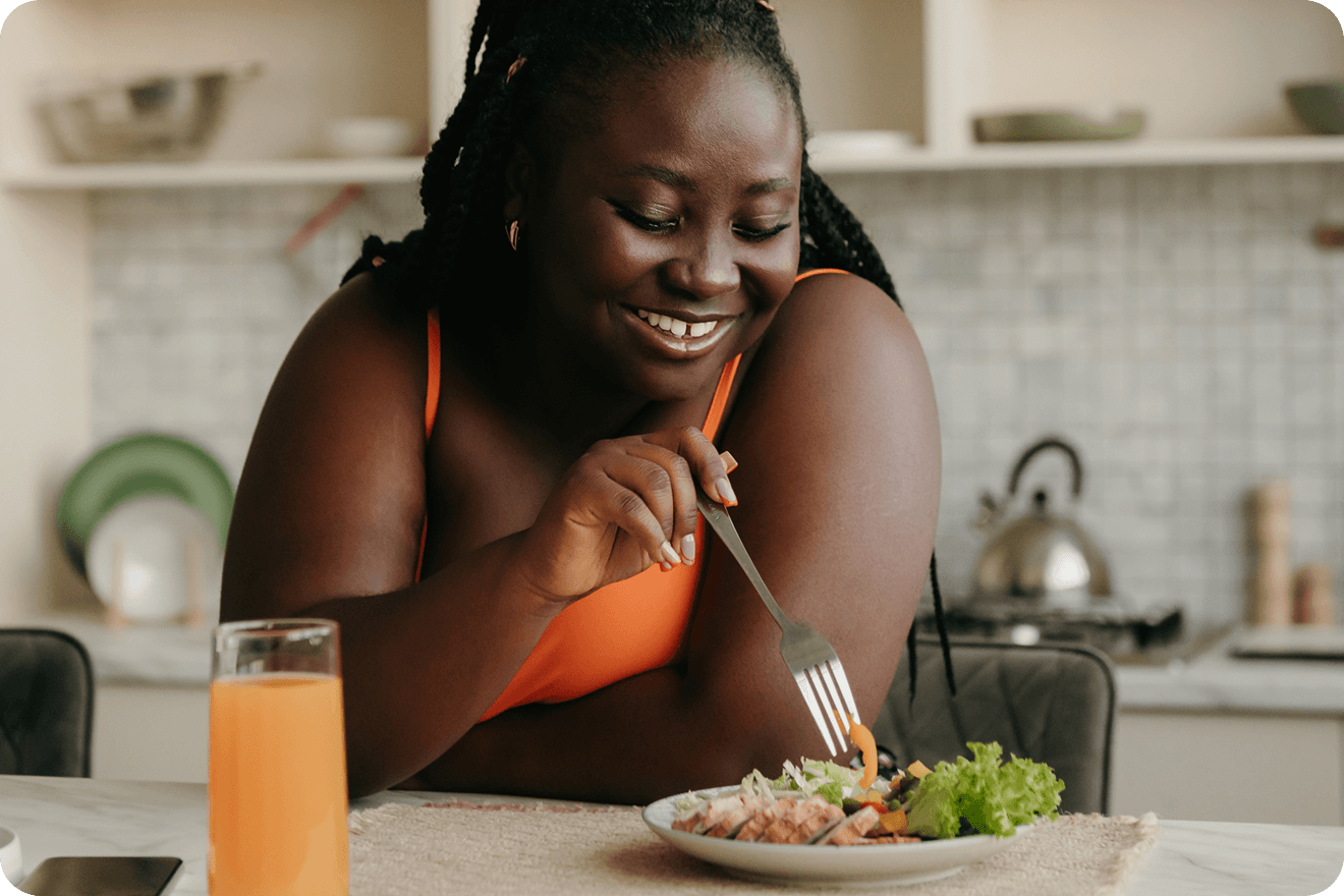 A woman improving her nutrition and diet with myBMI